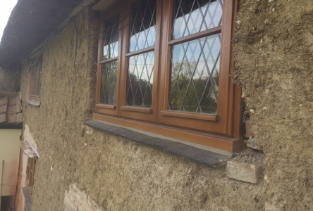 Removal of old render on property in Thwaite, Eye, Suffolk