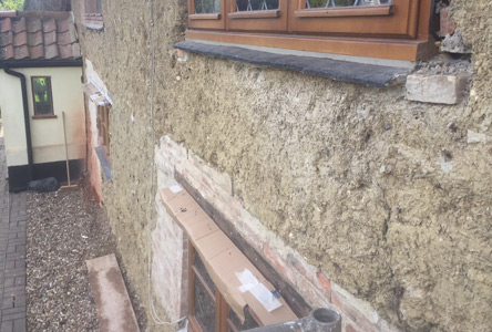 Repair of render on old period property Thwaite, Eye, Suffolk